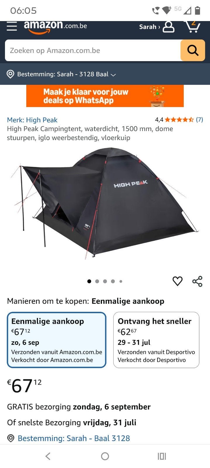 2 tenten te koop, Ophalen