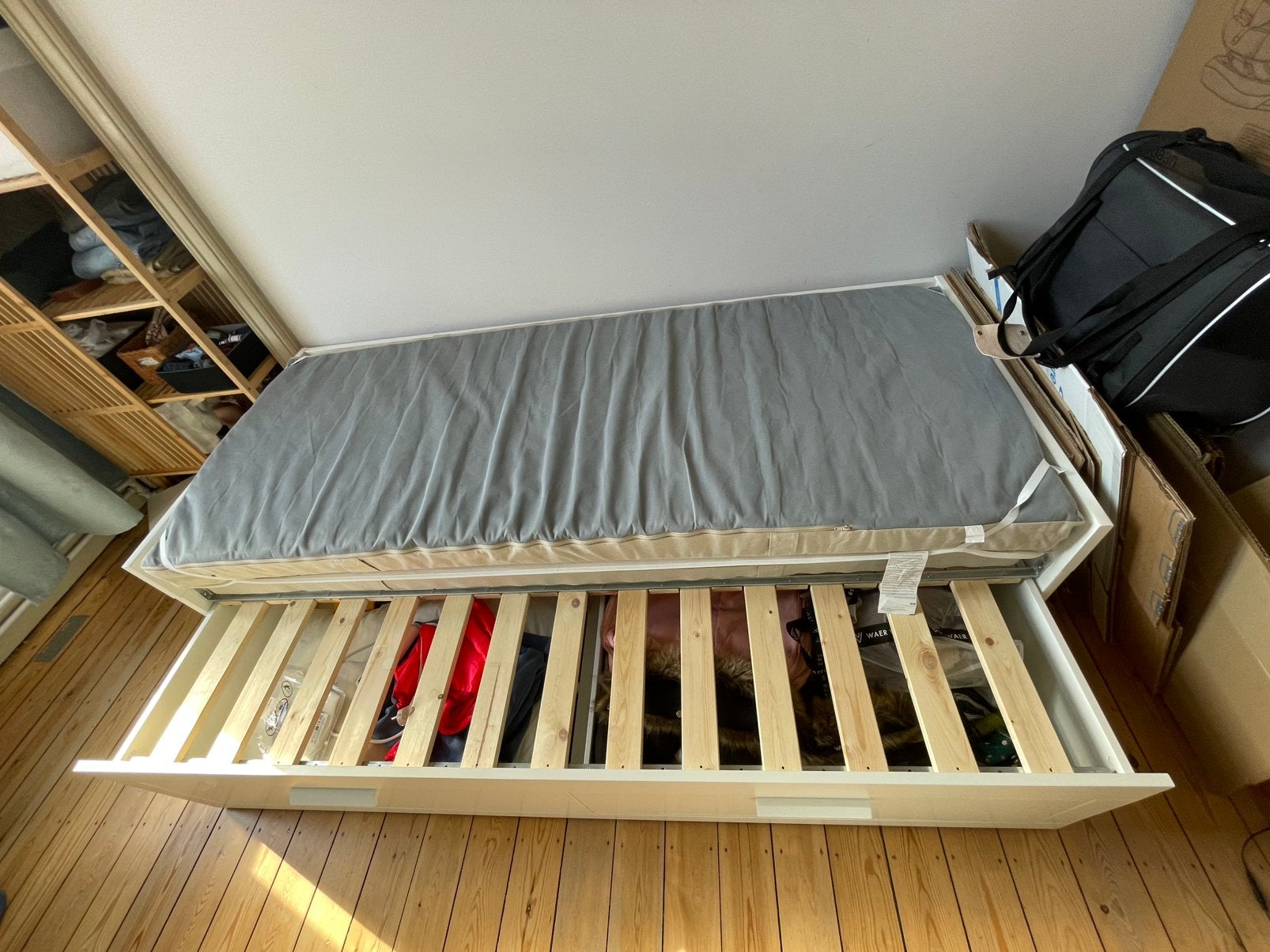 canapé-lit IKEA avec rangement  et 2 matelas, Ophalen, Zo goed als nieuw, Tweepersoons, 200 cm