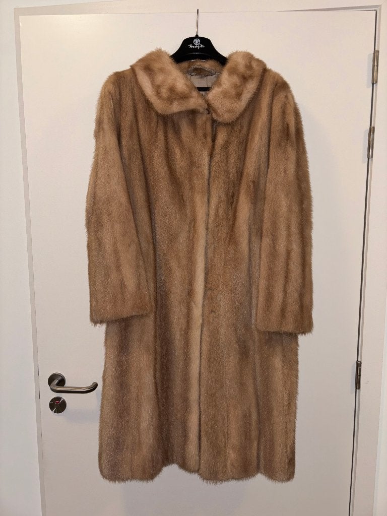 Manteau long en véritable fourrure de vison - bel état, Enlèvement ou Envoi, Comme neuf, Taille 36 (S), Autres couleurs