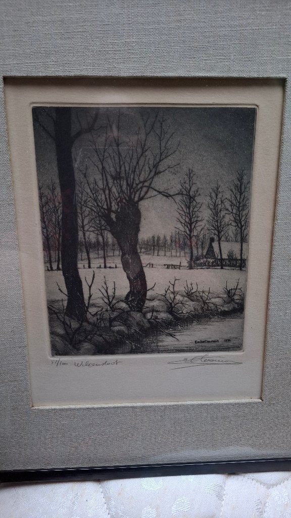 2 Etsen Emiel De Cooman, Ophalen, Landschap, Ets, Genummerd