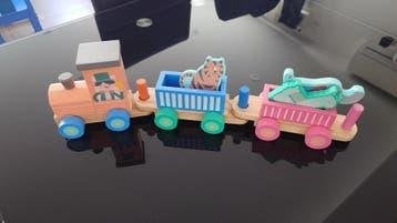 Train en bois enfant animaux, Envoi, Neuf