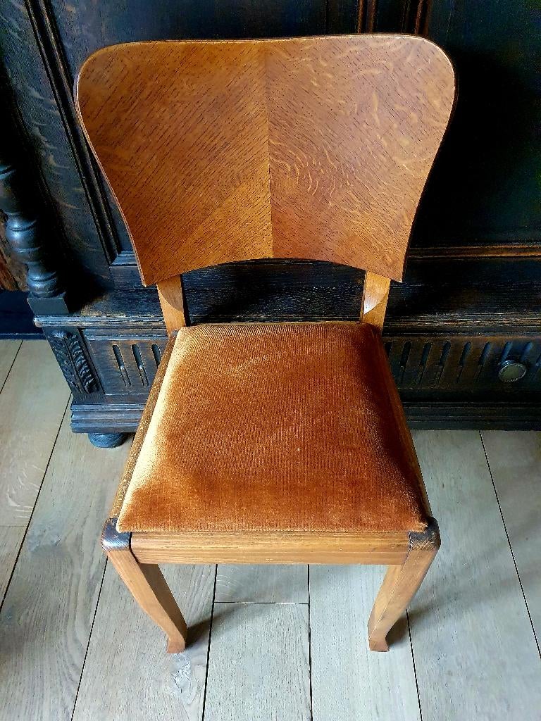 nice art DECO style chairs / vintage / wood & velvet, Ophalen
