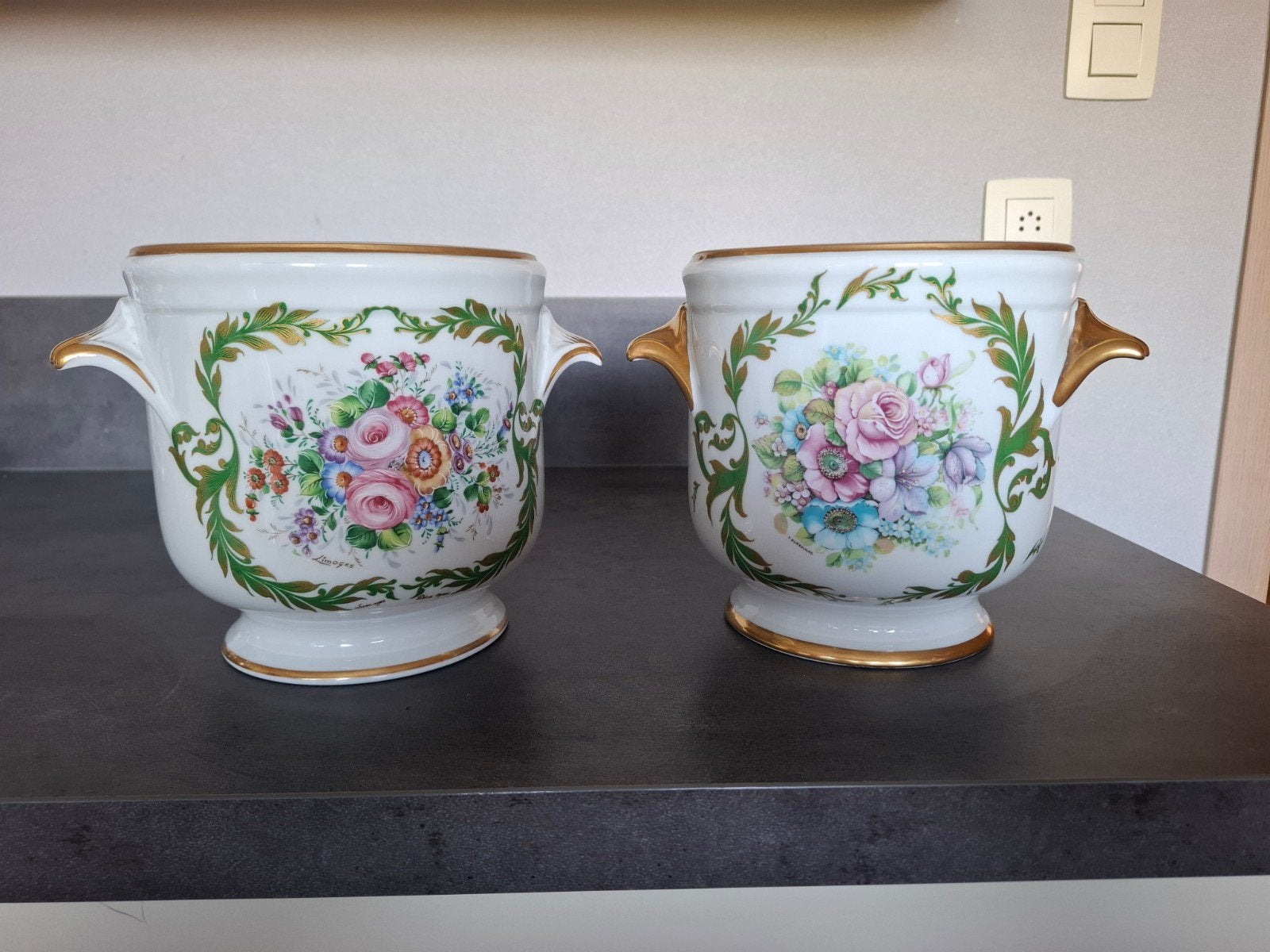 2 cache-pots Limoges Chabrol & Poirier, Antiek en Kunst, Ophalen
