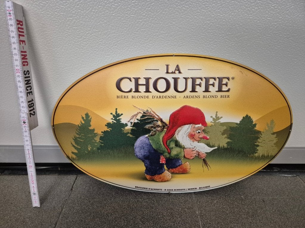 La chouffe bierplakkaat, Ophalen of Verzenden, Zo goed als nieuw, Reclamebord, Plaat of Schild, Overige merken
