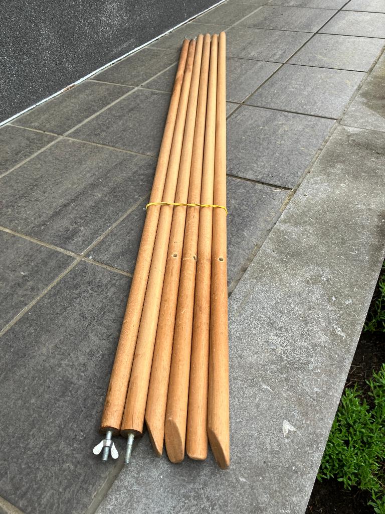 6 houten stelen - plantenstokken 22mm, Tuin en Terras, Ophalen