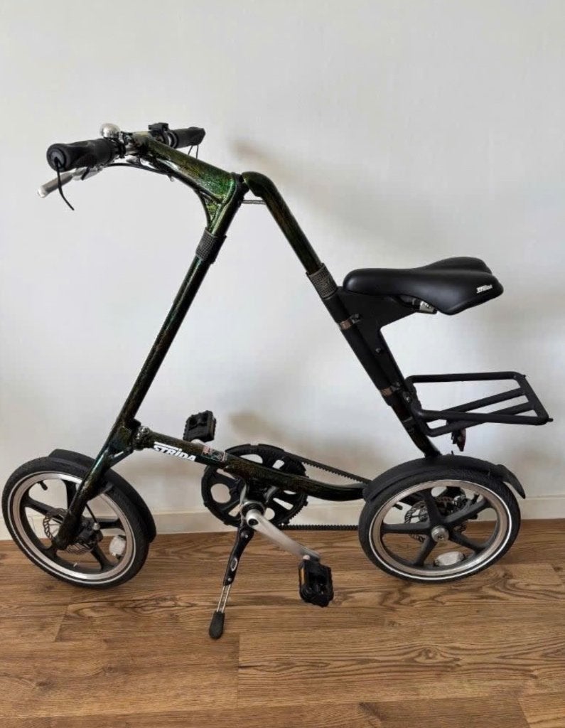 STRIDA mini vouwfiets zwart/groen, Fietsen en Brommers, Fietsen | Vouwfietsen, Ophalen, Gebruikt, Overige merken
