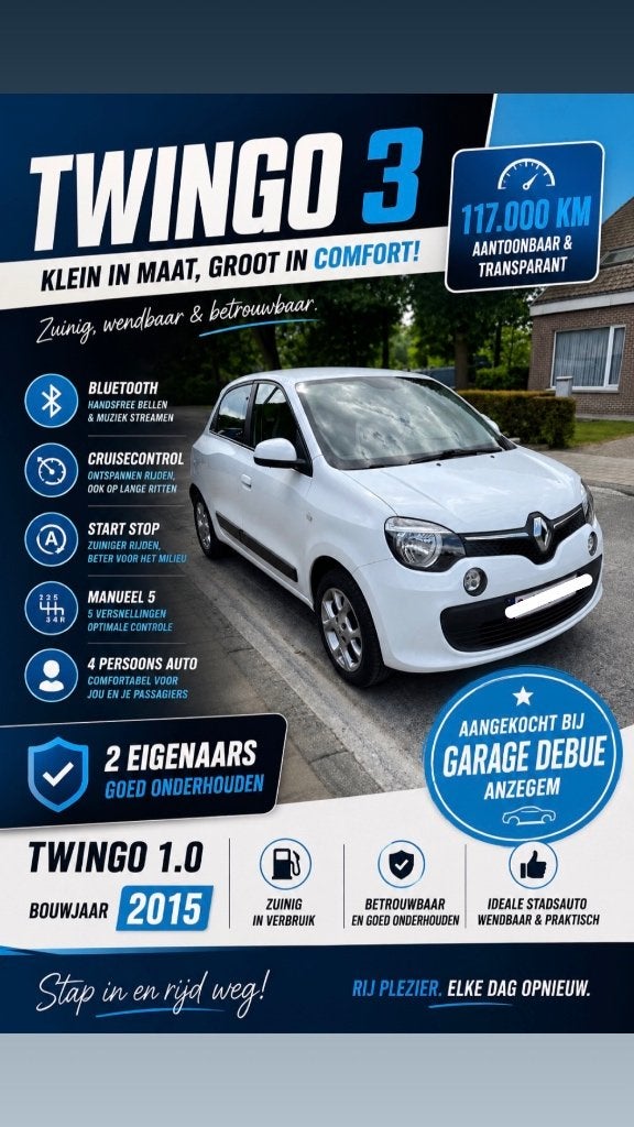 Twingo 3, Auto's, Renault, 4 zetels, Euro 6, Wit, Handgeschakeld