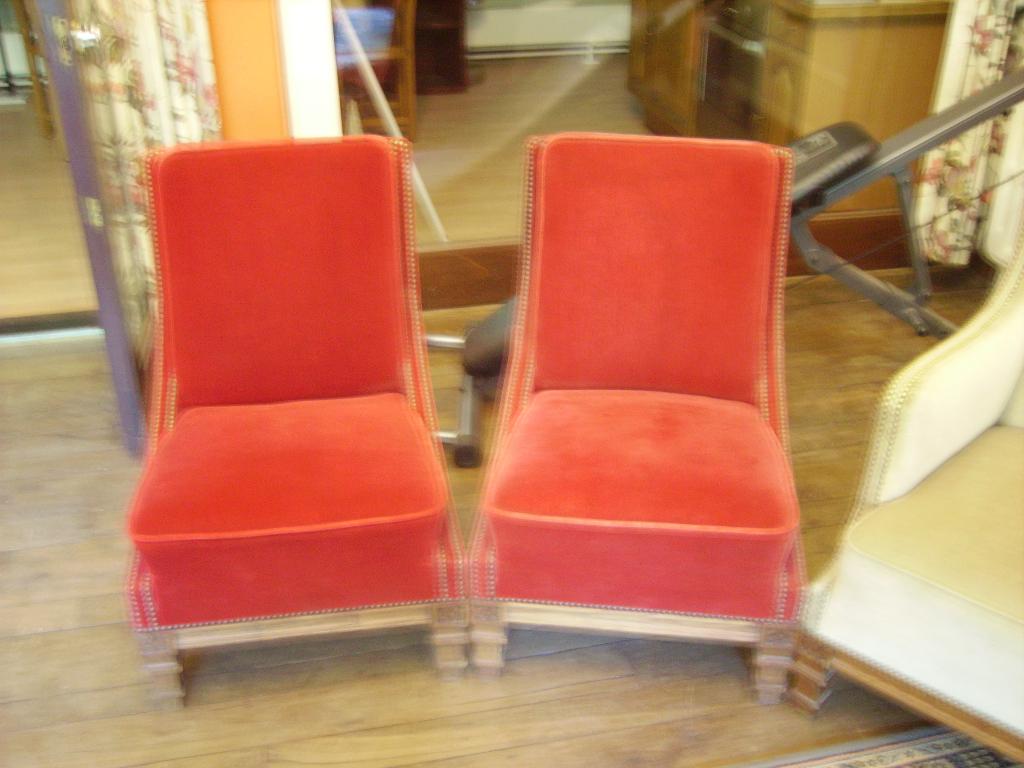 2 petits fauteuils anciens bordeau Adam D, Ophalen, Gebruikt