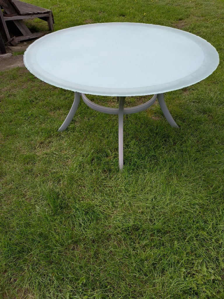 Ronde  glazen terras /tuinset  HARTMAN  Prestige, Tuin en Terras, Ophalen, 4 zitplaatsen, Gebruikt, Aluminium