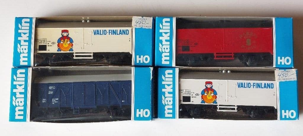 SNCB/CFL SET DE 4 WAGONS PUBLICITAIRES *HO*AC*, Analogique, Courant alternatif, Wagon, Utilisé