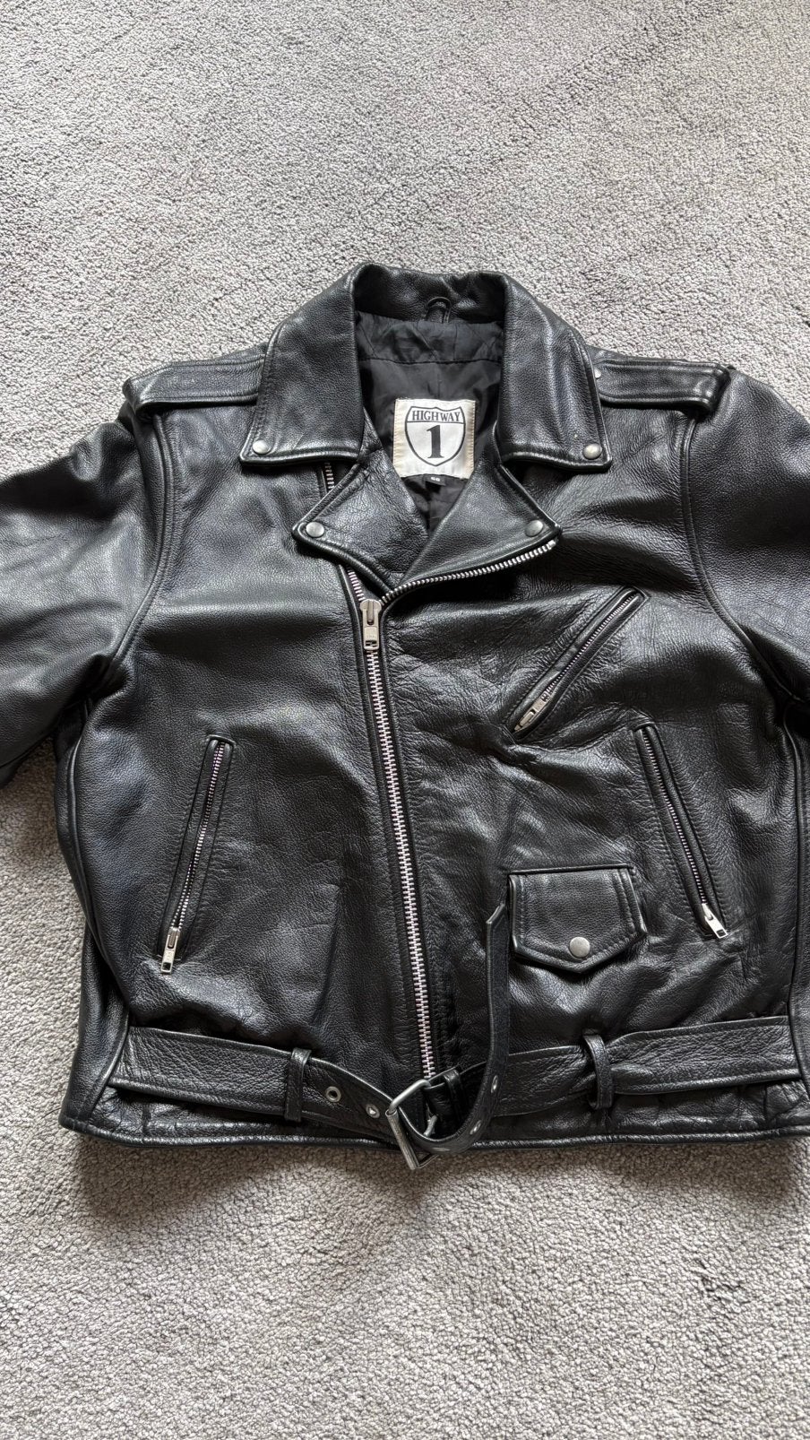 Stevige lederen motorjas highway one XL, Ophalen, Tweedehands, Heren, Jas | leer
