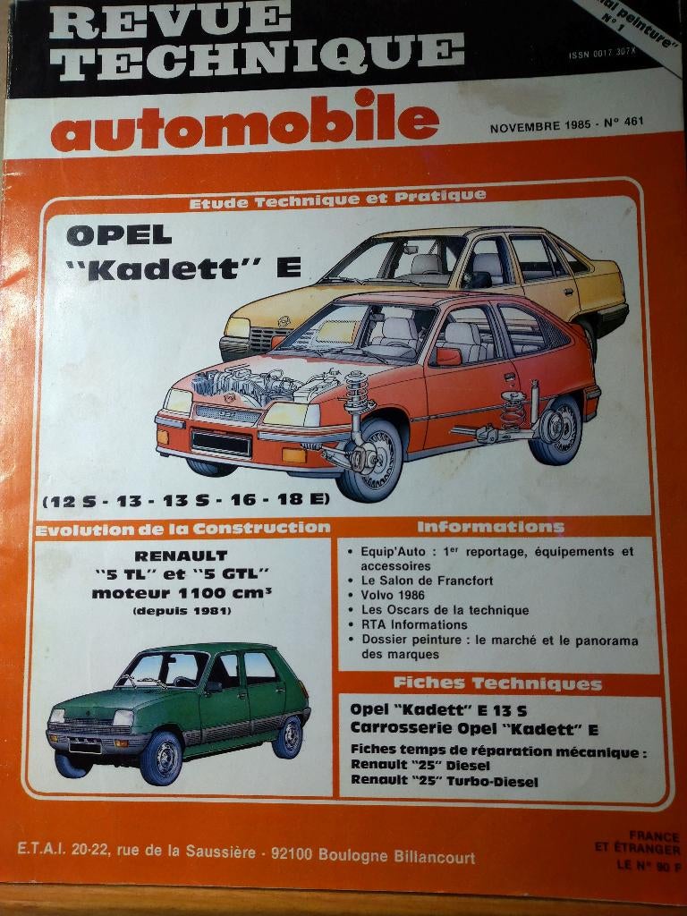RTA 461 - Opel Kadett - novembre 1985, Enlèvement ou Envoi