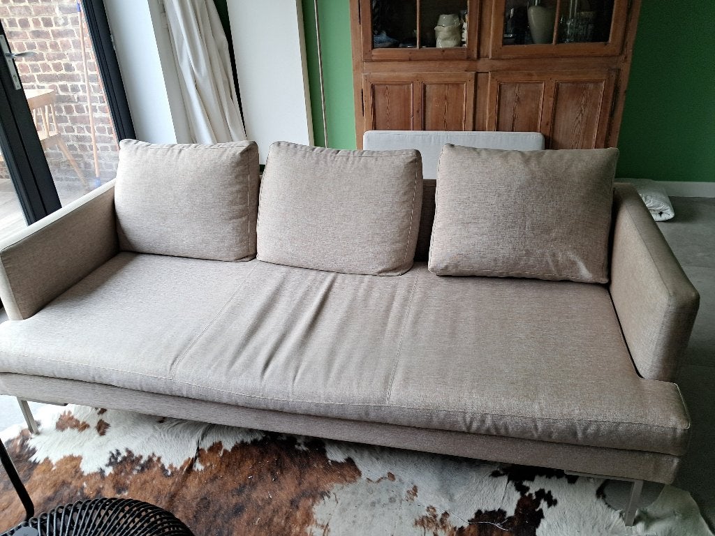 Canapé beige 2m, Épuré contemporain, Enlèvement, Utilisé, Tissus