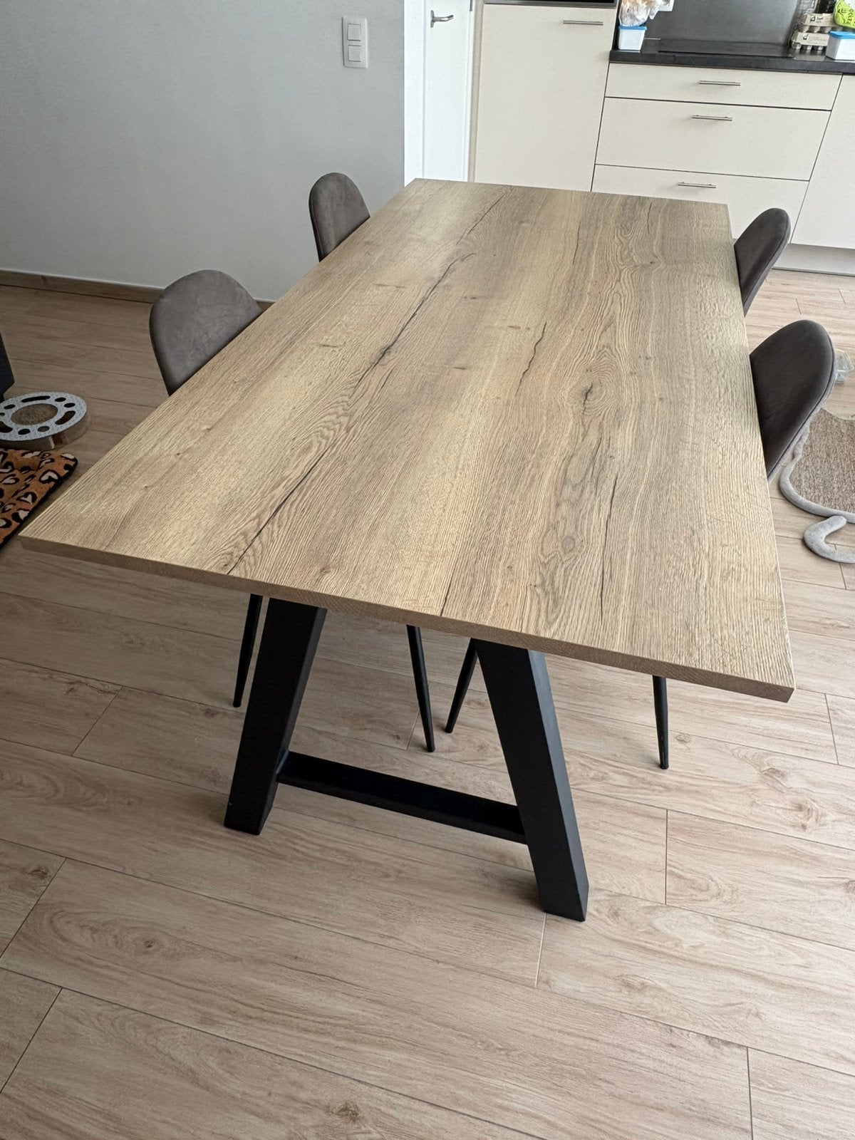 Tafel + 4 stoelen, Ophalen, Gebruikt, 50 tot 100 cm, 150 tot 200 cm