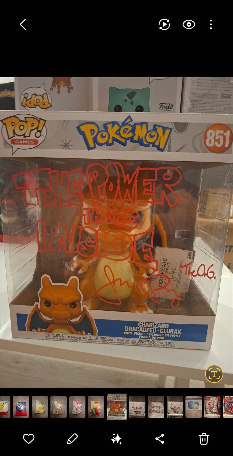 Charizard funko pop gesigneerd door Jason Paige!, Ophalen of Verzenden, Nieuw, Overige typen, Foil