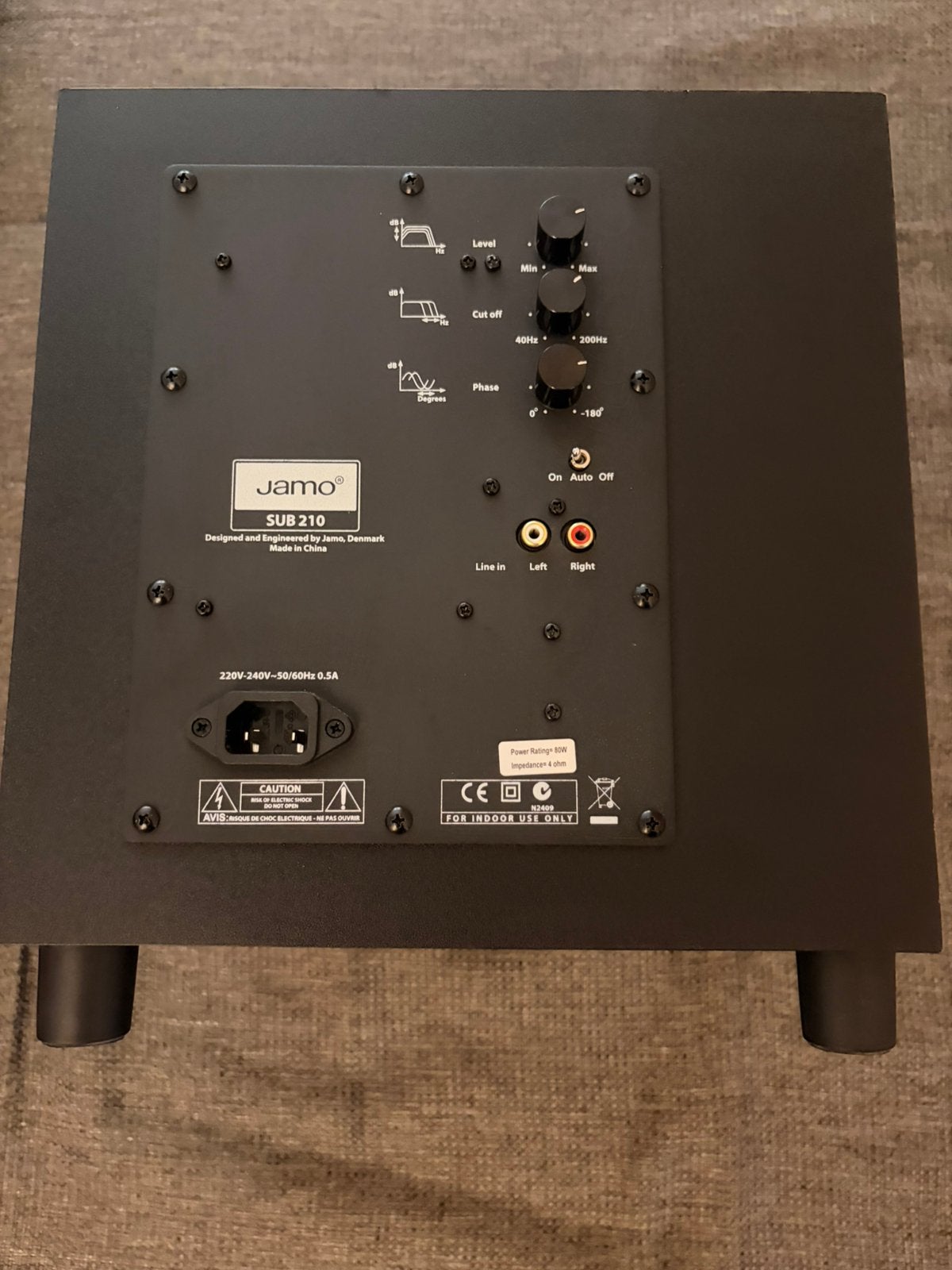 Jamo SUB 210 subwoofer, Ophalen, Gebruikt, Subwoofer, 120 watt of meer