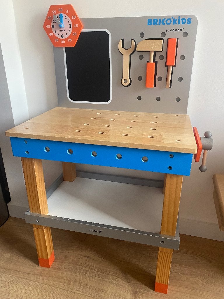 Houten werkbank Janod met veel toebehoren!, Kinderen en Baby's, Ophalen, Gebruikt, Overige typen