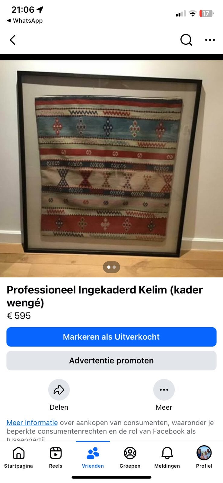 Kilim encadré par des professionnels, Maison & Meubles, Enlèvement, Comme neuf