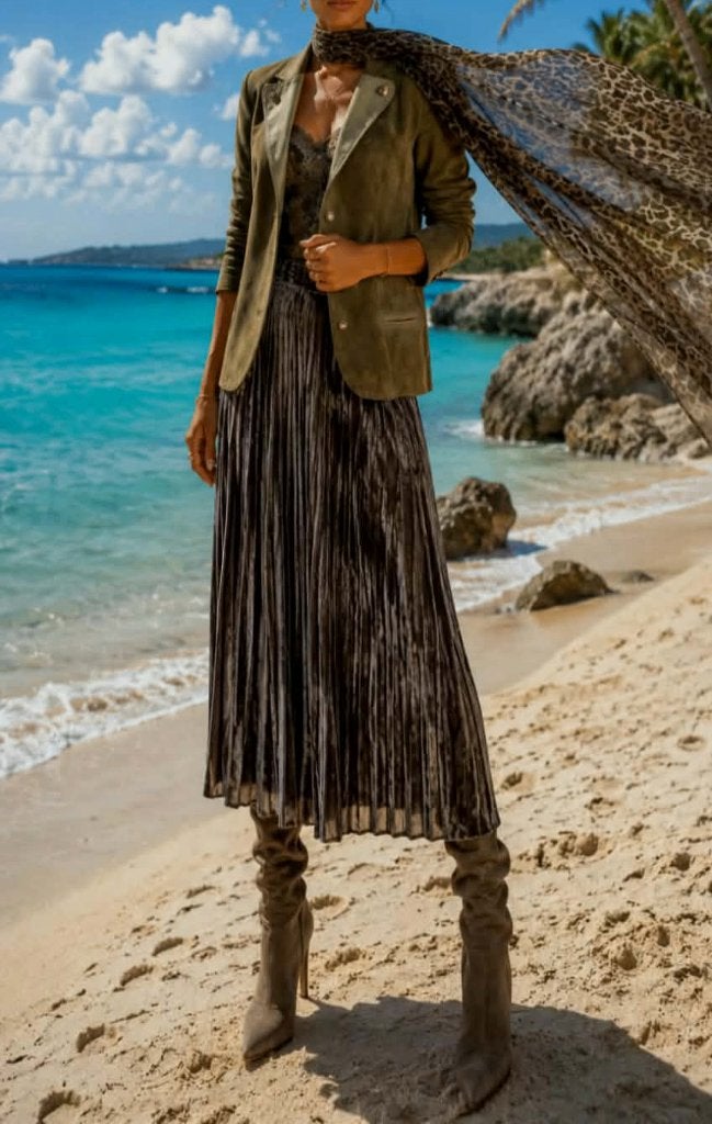 Belle veste western cool en cuir daim, Taille 38/40 (M), Enlèvement ou Envoi, Autres types, Vert