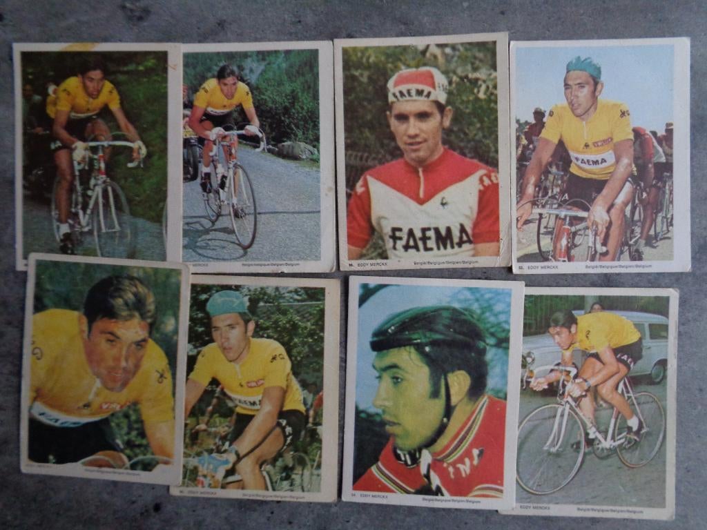 Monty gum kaarten EDDY MERCKX 8x zeldzaam plaatjes prenten, Verzenden, Zo goed als nieuw