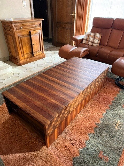 Leolux salontafel Massief Hout, 100 à 150 cm, Comme neuf, Enlèvement, 50 à 100 cm