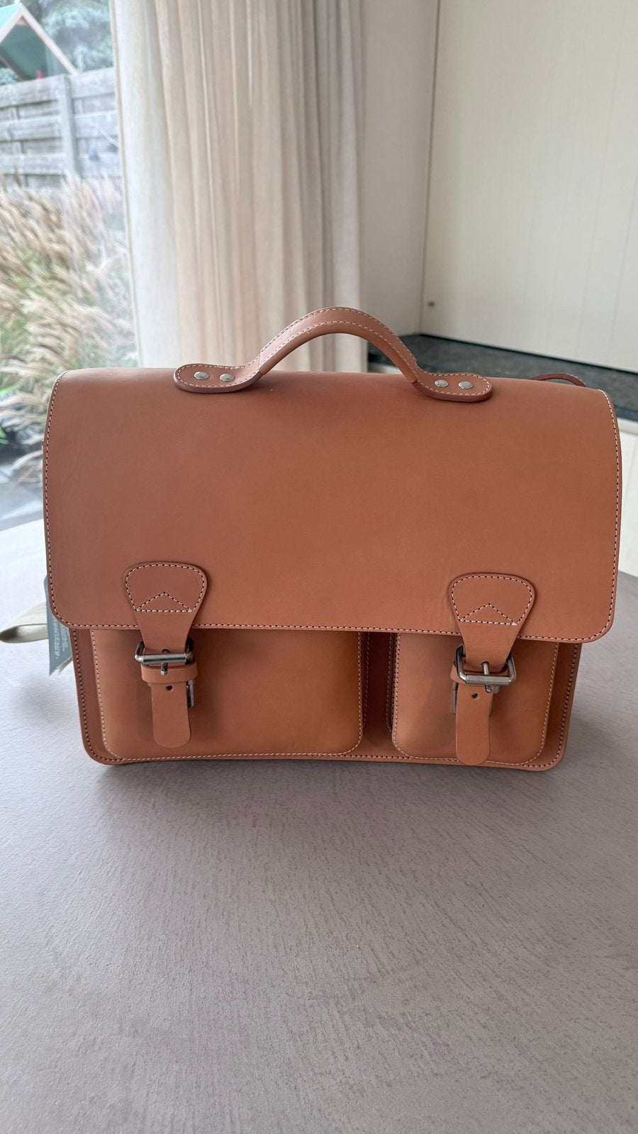 Ruitertassen lederen aktetas/laptoptas, Handtassen en Accessoires, Ophalen, Nieuw