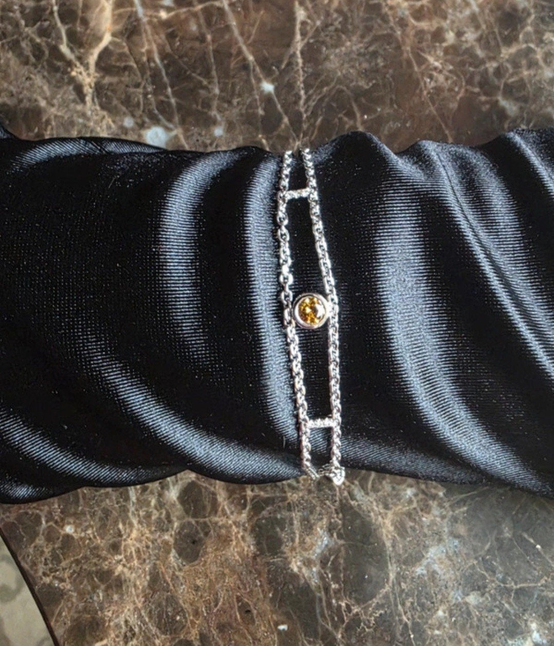 18 kt gouden armband met Fancy Bruin 0,39kt en witte diamant, Ophalen of Verzenden, Bruin
