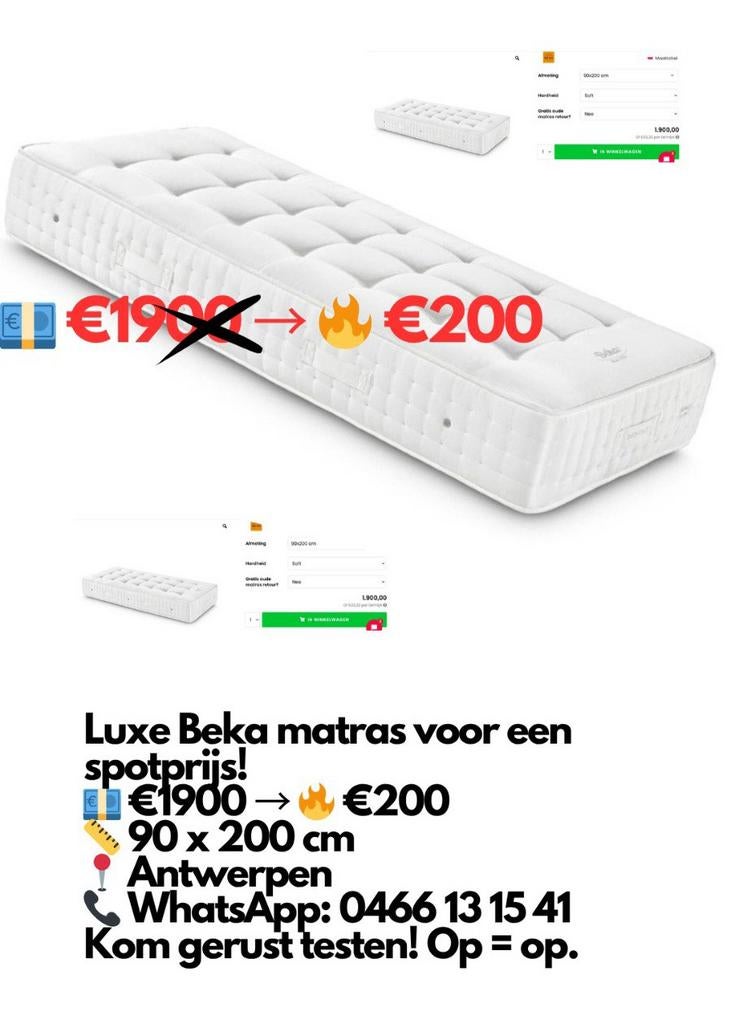 Verschillende maten matrassen!
WhatsApp: +32 466 13 15 41, Ophalen of Verzenden