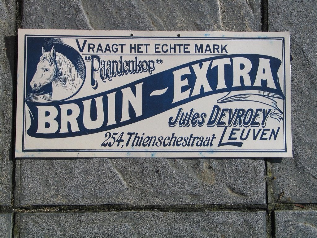 bier leuven Devroey bruin extra reclamebord, Verzamelen, Ophalen of Verzenden