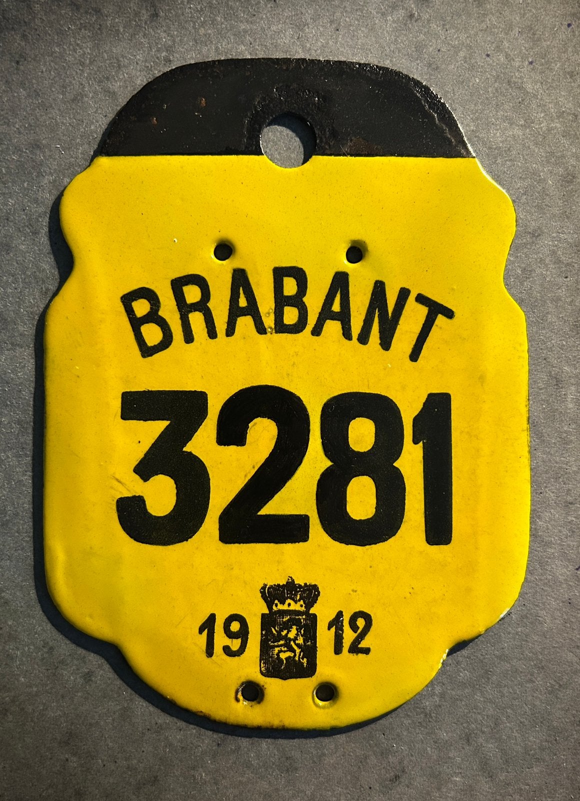 Emaille taksplaat AUTO Brabant 1912, Ophalen of Verzenden, Gebruikt
