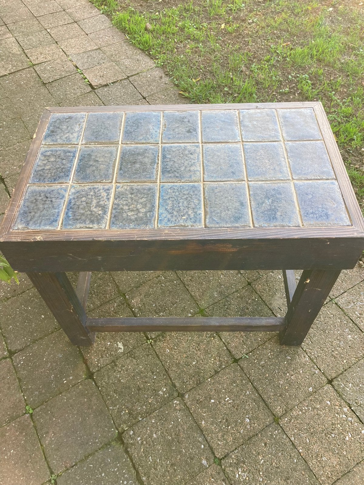 Bijzettafeltjes met keramische tegels, Tuin en Terras, Ophalen, Gebruikt, Rechthoekig, Overige materialen
