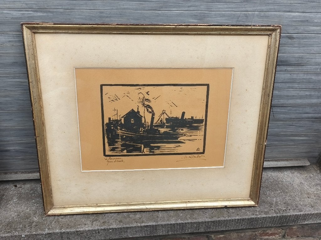 lithographie epreuve d artiste signe albert lamblot, Enlèvement, Lithographie