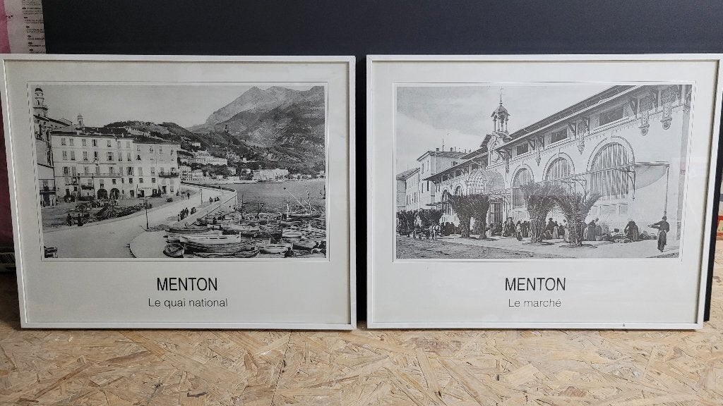 4 photos de MENTON début 1900 encadrées, Collections, Photos & Gravures, Avant 1940, Photo, Comme neuf, Enlèvement