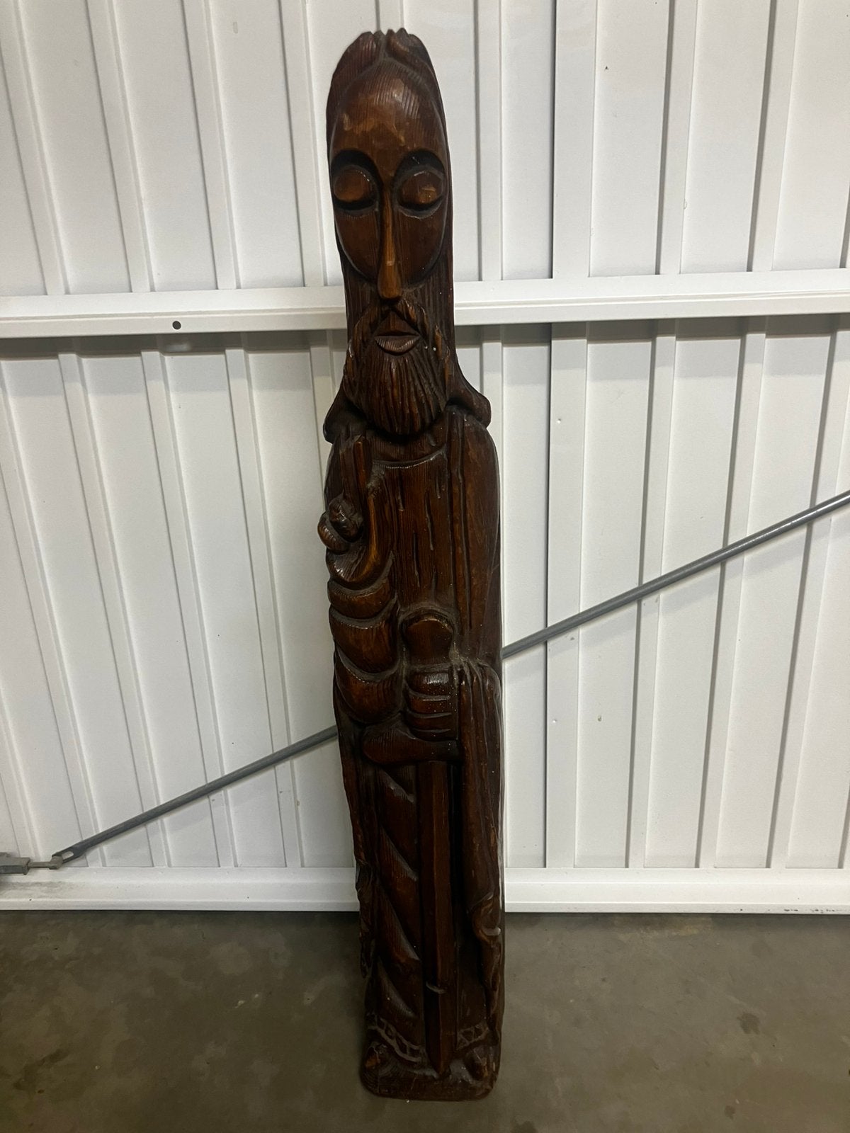 Houten beeld ridder met zwaard, Antiek en Kunst, Kunst | Beelden en Houtsnijwerken, Ophalen, Beeld