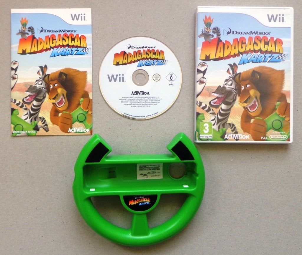 Madagascar Kartz + stuurtje voor de Nintendo Wii Compleet, Games en Spelcomputers, Games | Nintendo Wii, Ophalen of Verzenden