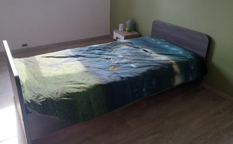 Eenpersoonsbed, Huis en Inrichting, Ophalen, Eenpersoons, 200 cm, Grijs