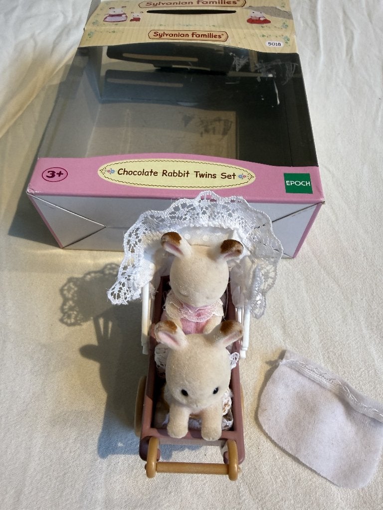 Sylvanian Families - 5018 - Jumeaux lapin et poussette, Enlèvement, Comme neuf