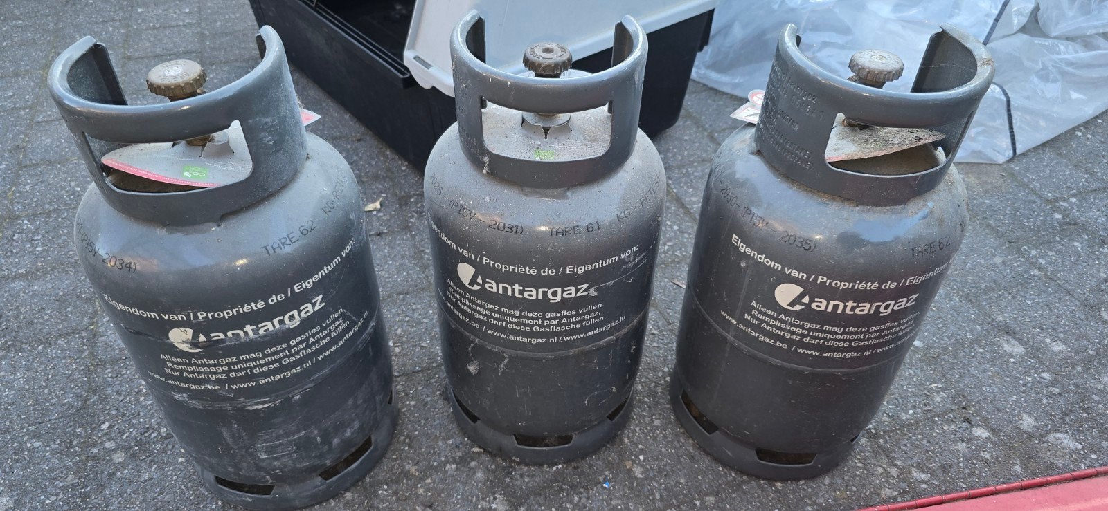 3 lege gas flessen, Tuin en Terras, Ophalen, Gebruikt