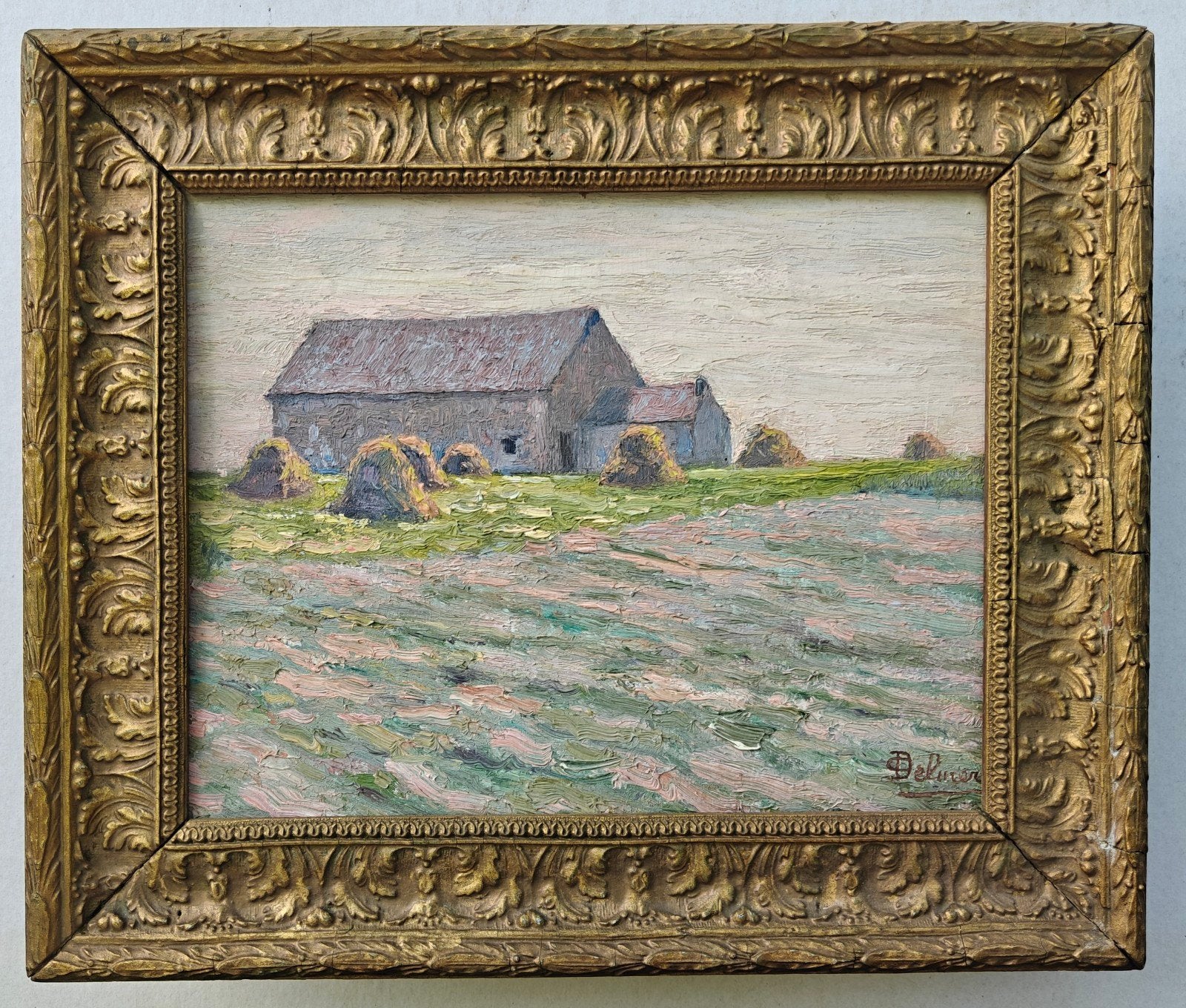 Oscar Delmer / Landschap / olieverf op karton. 25cm x 20cm., Antiek en Kunst, Kunst | Schilderijen | Klassiek, Impressionistisch