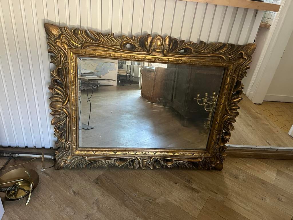 Grote gouden spiegel in barok/rococostijl in goede staat, Ophalen
