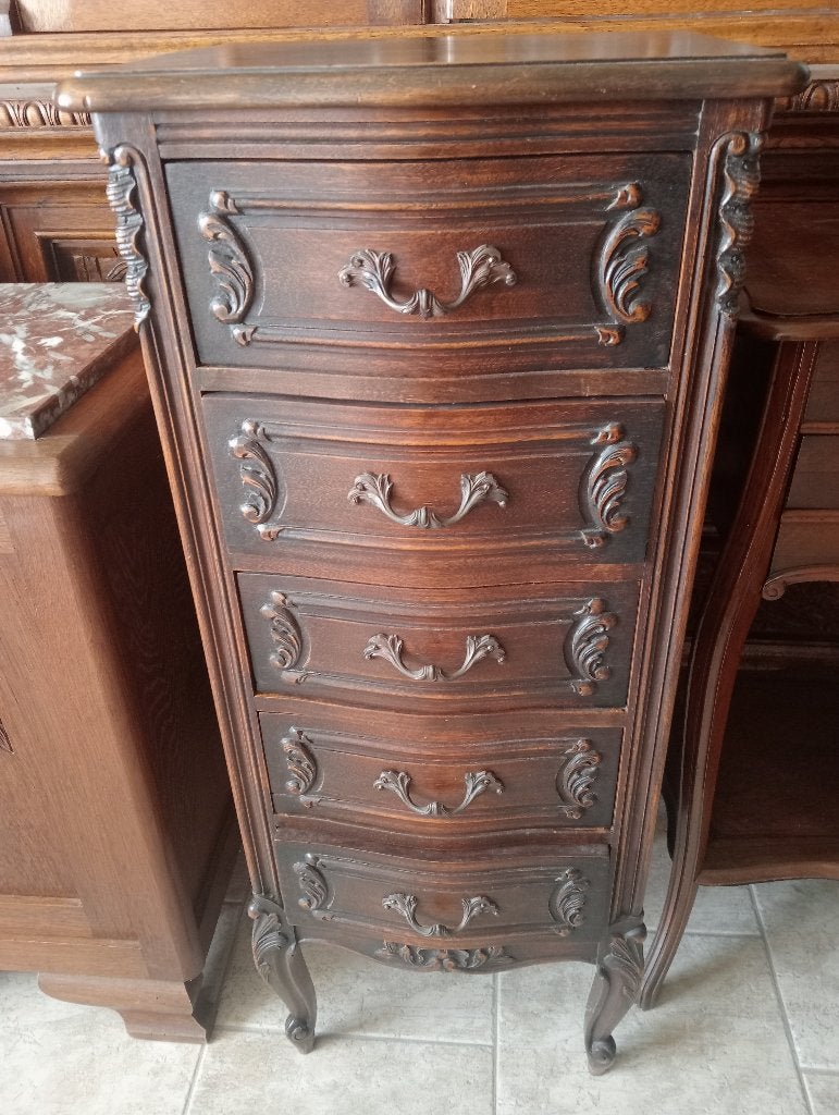 Vintage smalle ladenkast Lodewijk XV-stijl, Antiek en Kunst, Ophalen