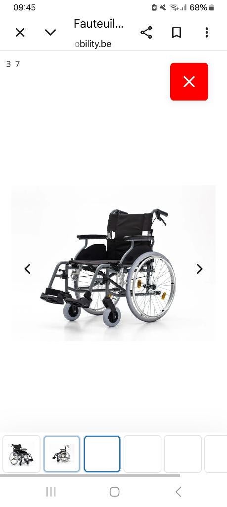 Chaise roulante à vendre à Anderlecht, Enlèvement, Pliant, Neuf, Fauteuil roulant manuel