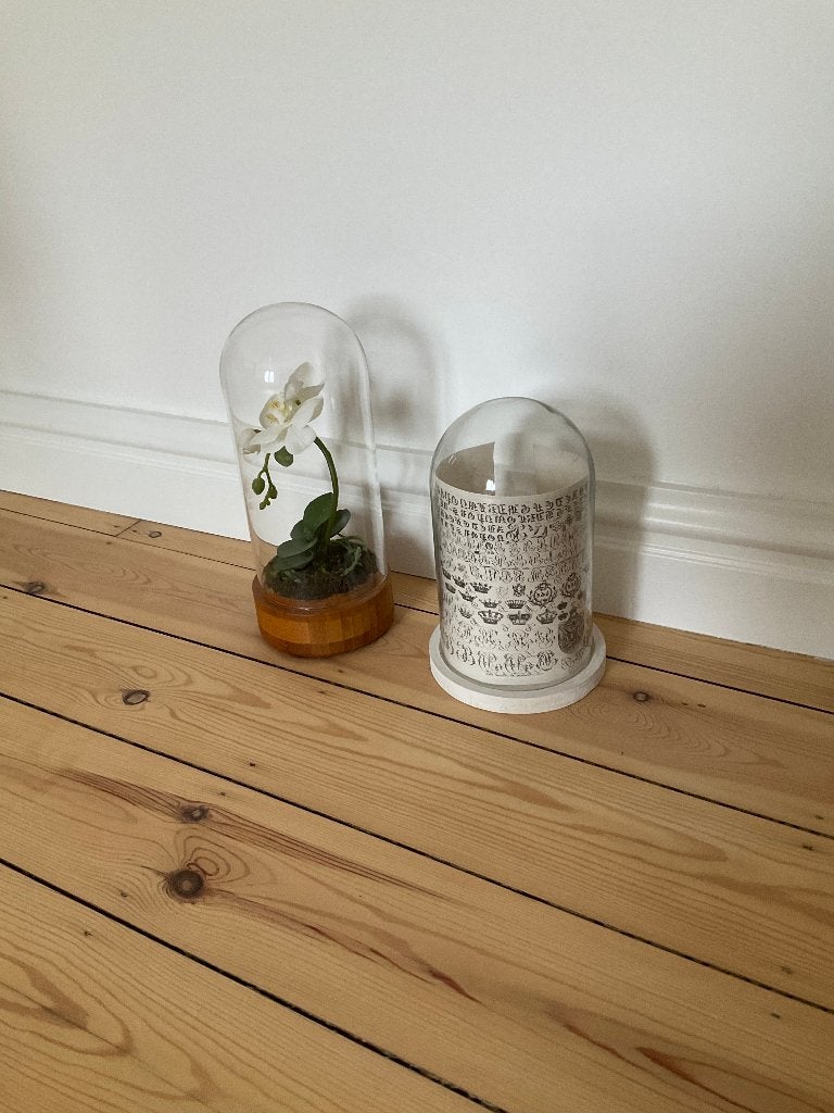 Decoratieve stolpen, Glas, Ophalen, Zo goed als nieuw, Inclusief decoratie