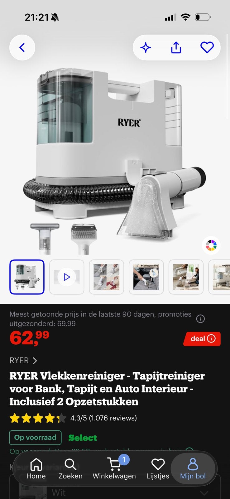 Vlekken/tapijt reiniger, Elektronische apparatuur, Ophalen, Zo goed als nieuw