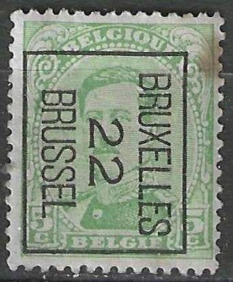 Belgique 1922 - OBP 60PRE - Roi Albert - 5 c. (ZG), Envoi, Non oblitéré, Sans gomme, Chefs d'Etat