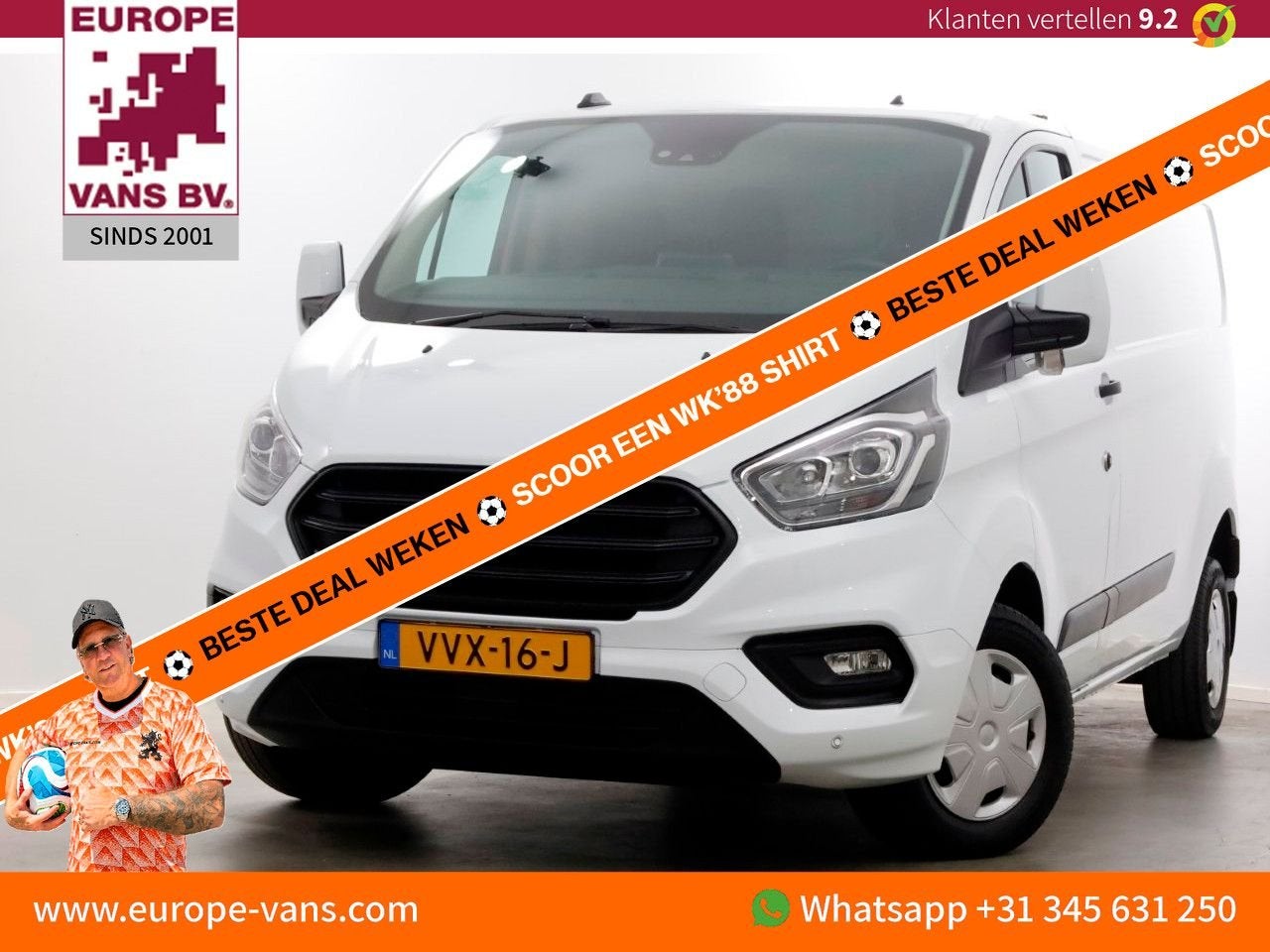 Ford Transit Custom 2.0 TDCI 130pk L2H1 Trend Airco/Navi/Cam, 197 g/km, Parkeersensor, Wit, Bedrijf