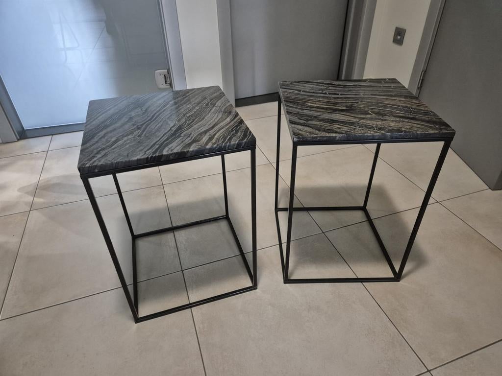 Ensemble de 2 tables d'appoint en marbre, Maison & Meubles, Tables | Tables d'appoint, Moins de 55 cm, 45 à 60 cm, Enlèvement