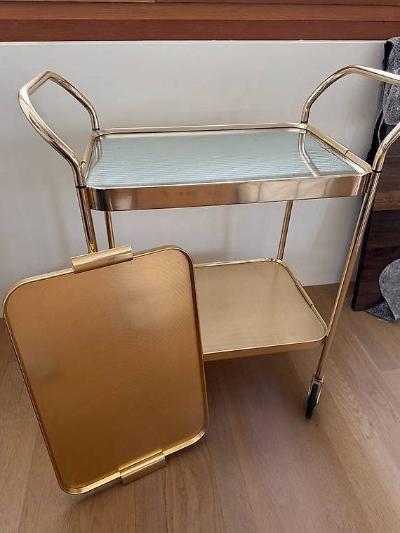 Kaymet vintage serveerwagen met verwarmingsplaat, Ophalen of Verzenden
