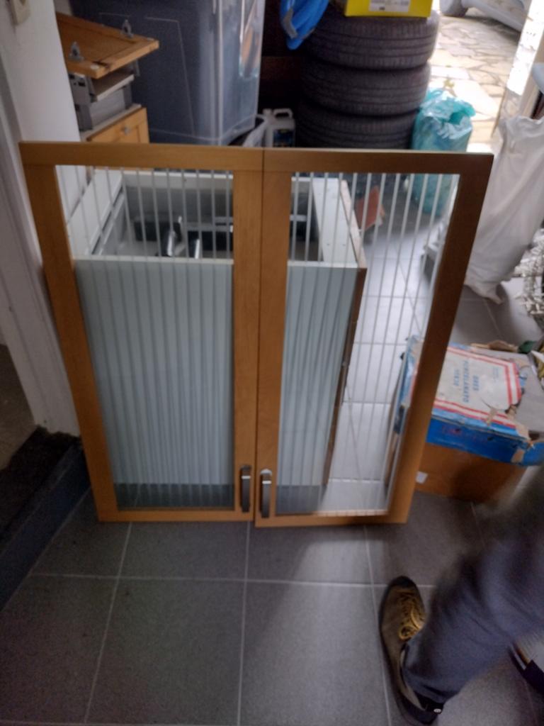 Keuken deurtjes  2stuks vitrine eik met streepjes 40x92 cm, Ophalen