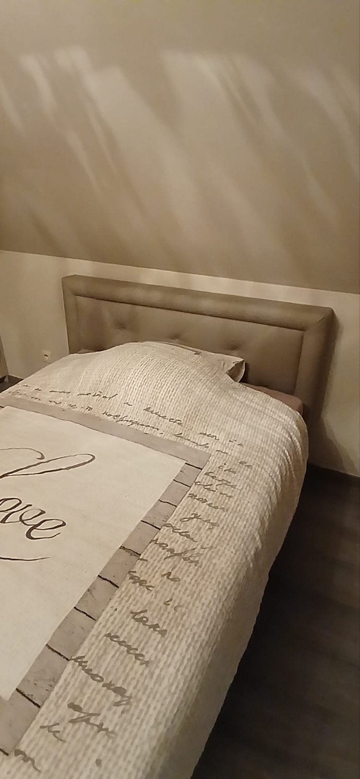 Boxspring 1m20 taupe, Huis en Inrichting, Slaapkamer | Complete slaapkamers, Ophalen, Nieuw, Twijfelaar, Landelijk